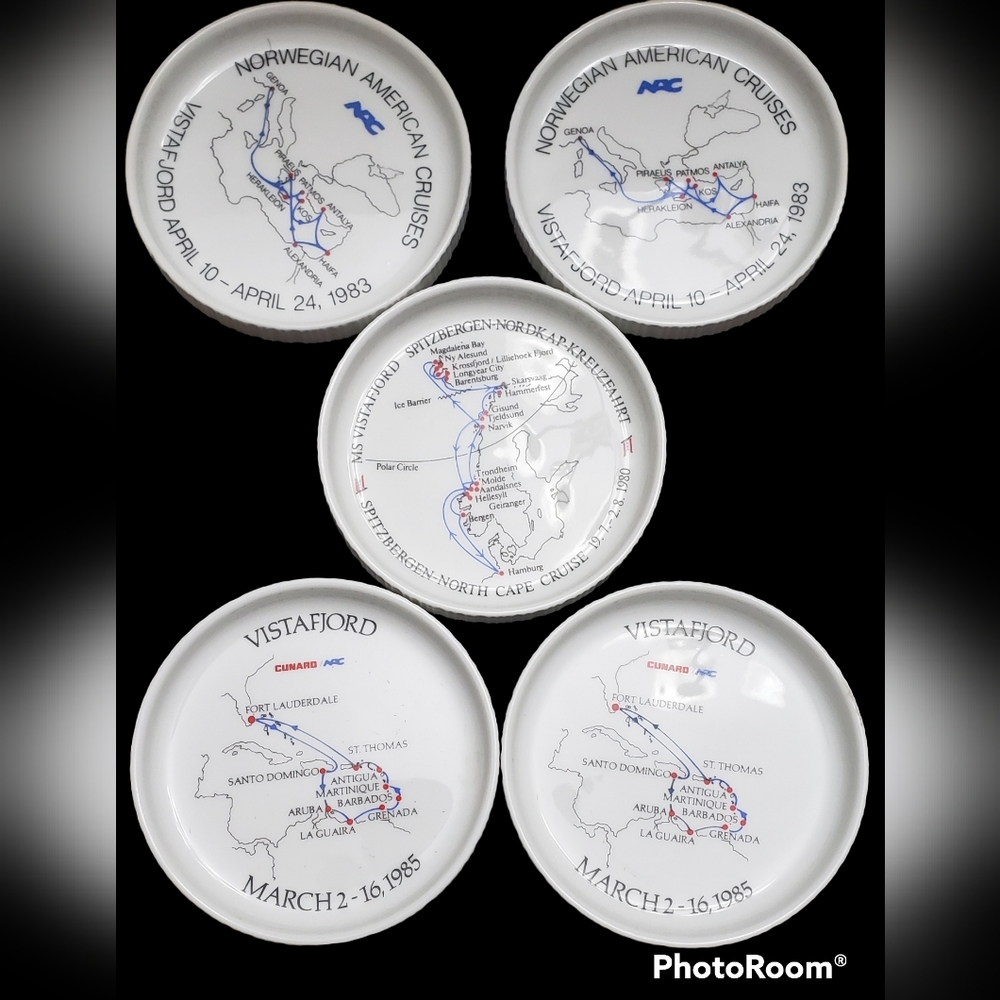 5 Vintage Vistafjord souvenirs Rosenthal Germany stamped dishes